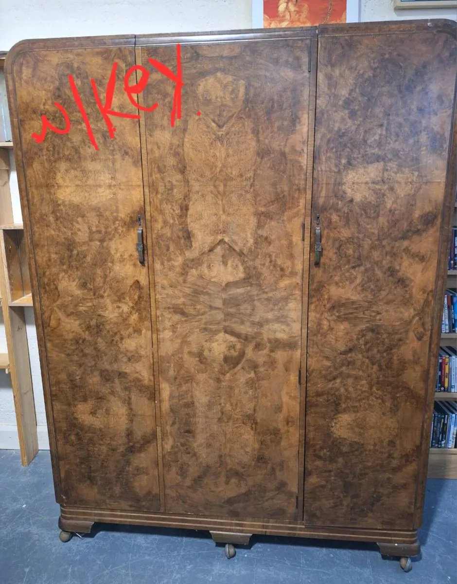 Antique c1930 walnut with geometric form - Image 1