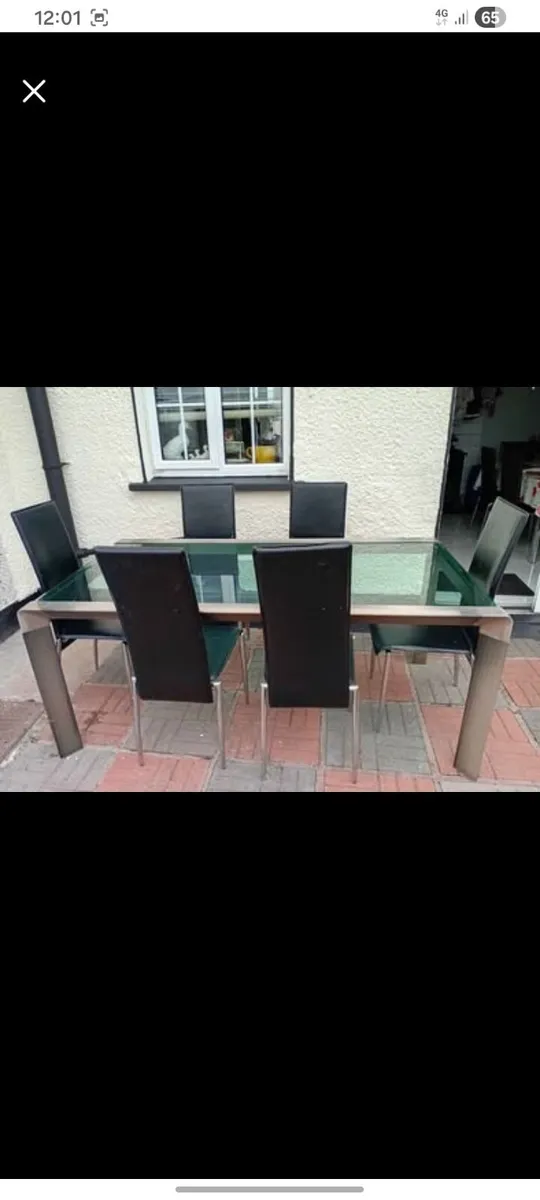 Glass tinted kitchen table and chairs - Image 1