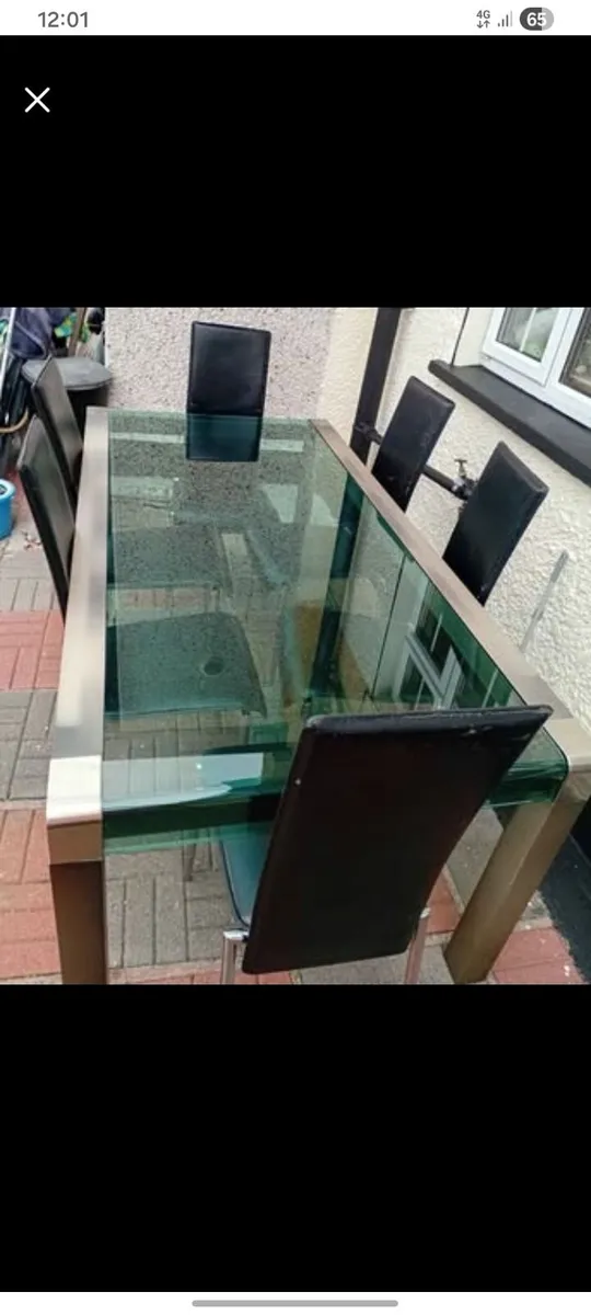 Glass tinted kitchen table and chairs - Image 2