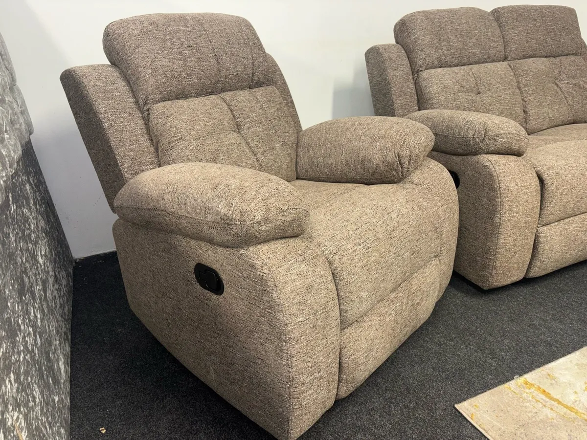 New 3+2+1 Brown Fabric Recliner sofas - Image 4