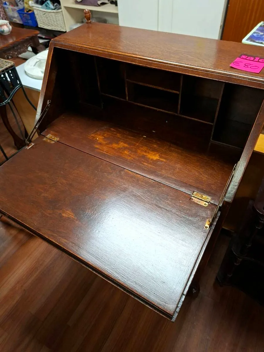 OLD STYLE WRITING DESK WITH STORAGE - Image 4