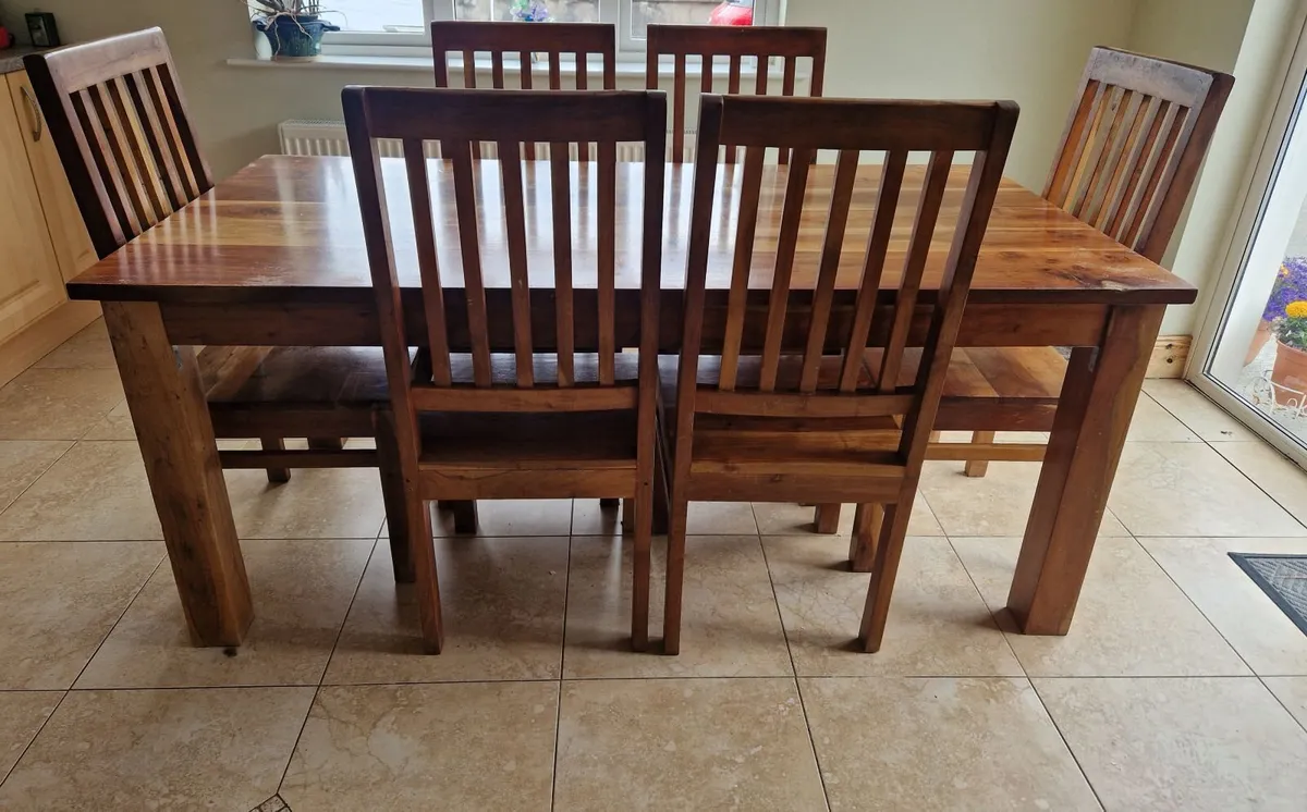 Solid Wood Dining Table & 6 Chairs - Image 2
