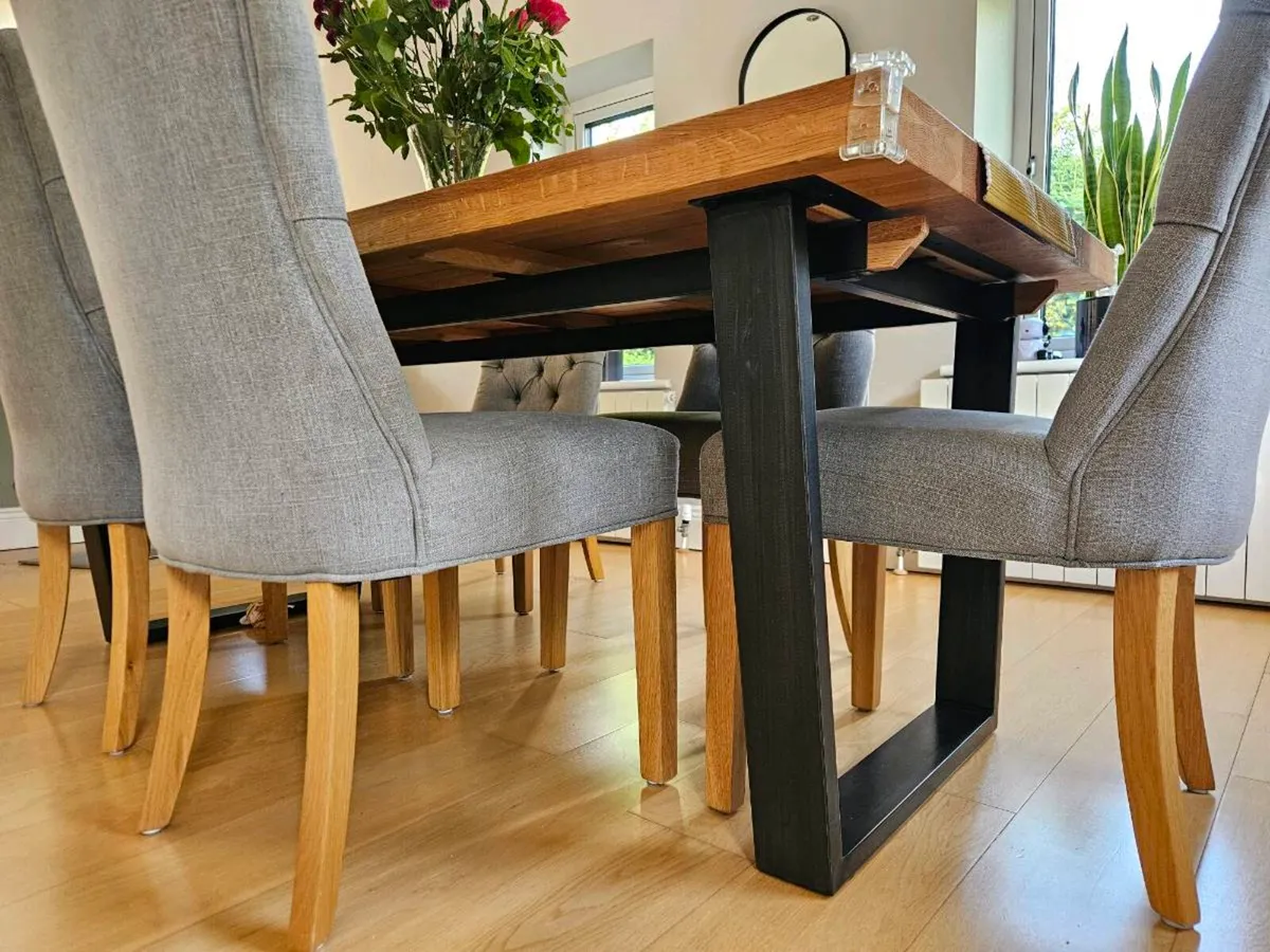Oak Dining Table and Chairs - Image 2