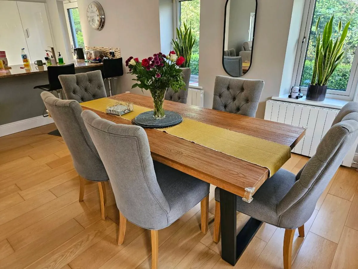 Oak Dining Table and Chairs - Image 3