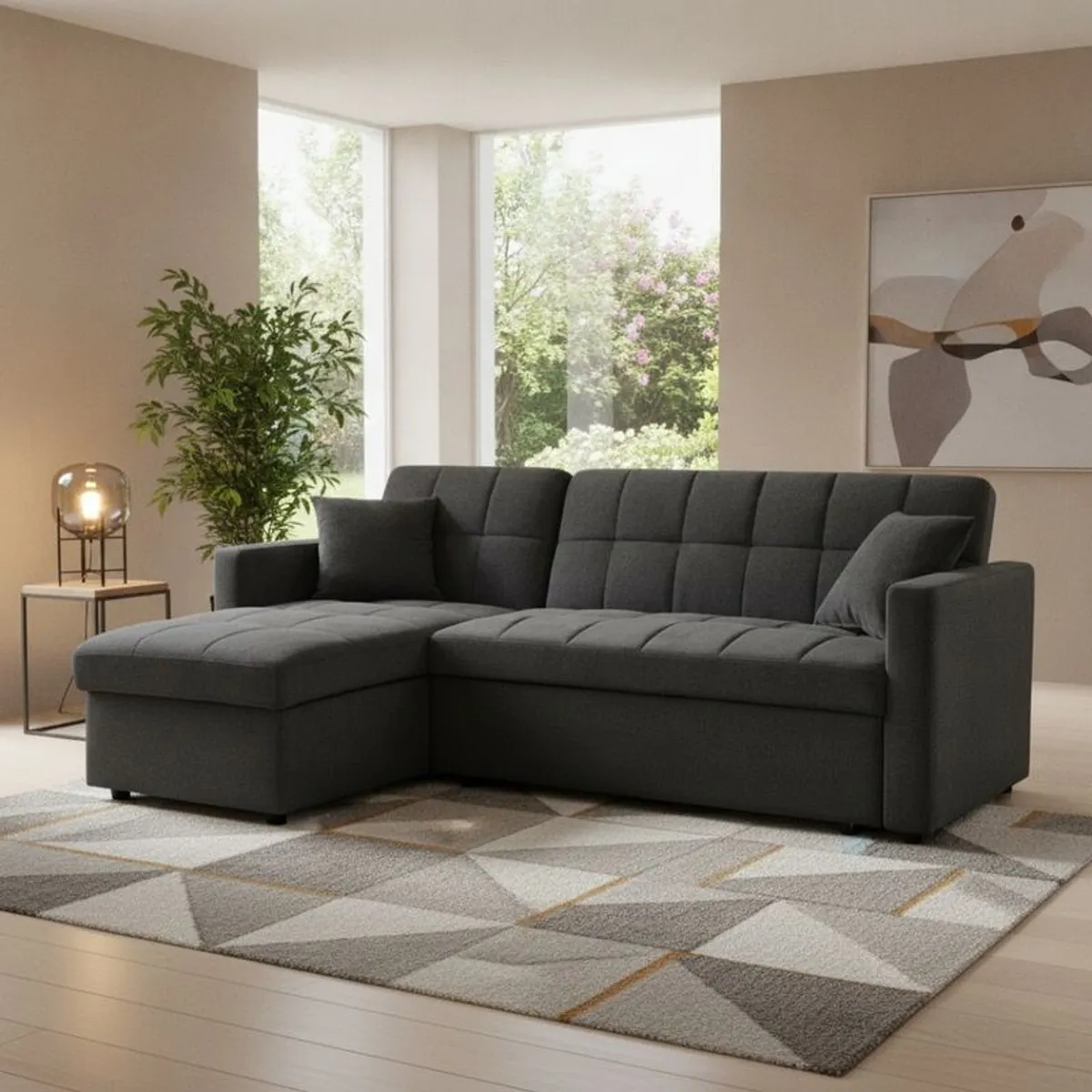 Kris Black Sofa Bed, Reversible Chaise & Storage - Image 2