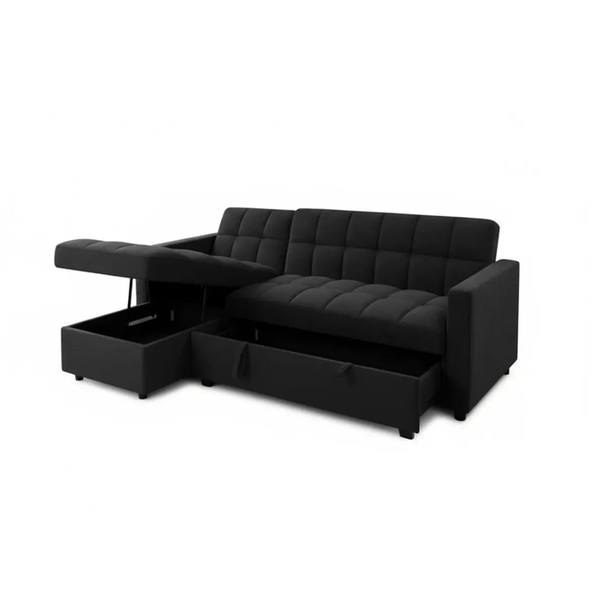 Kris Black Sofa Bed, Reversible Chaise & Storage - Image 3