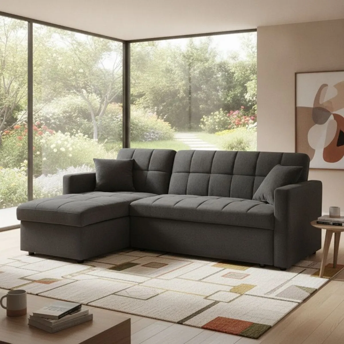 Kris Black Sofa Bed, Reversible Chaise & Storage - Image 3