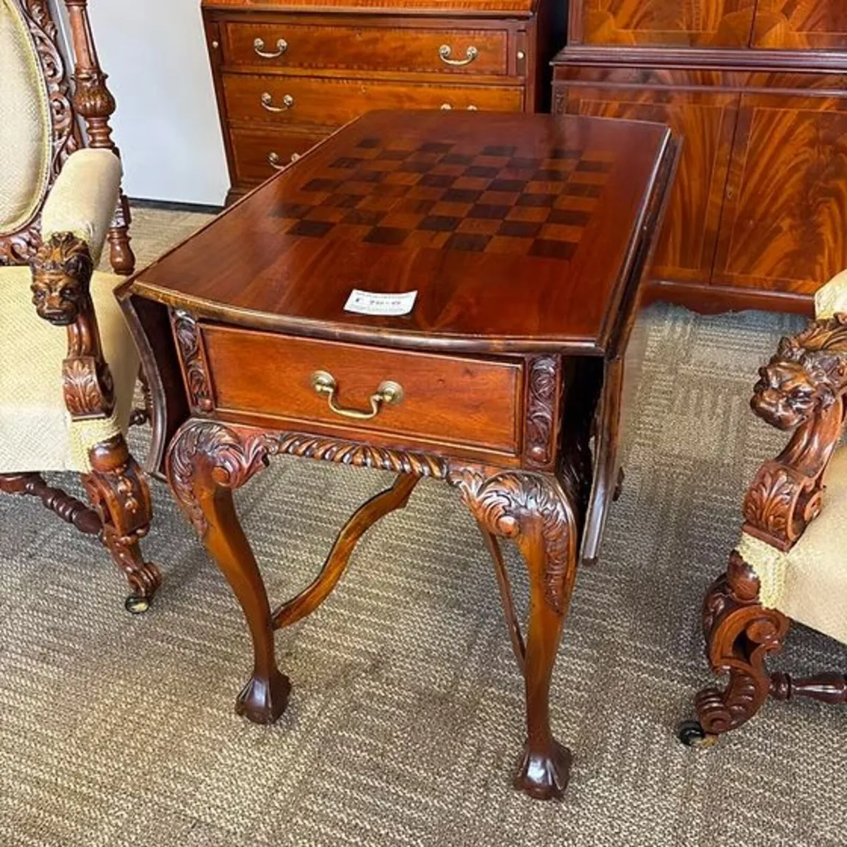 William IV mahogany chest top drop leaf table feat