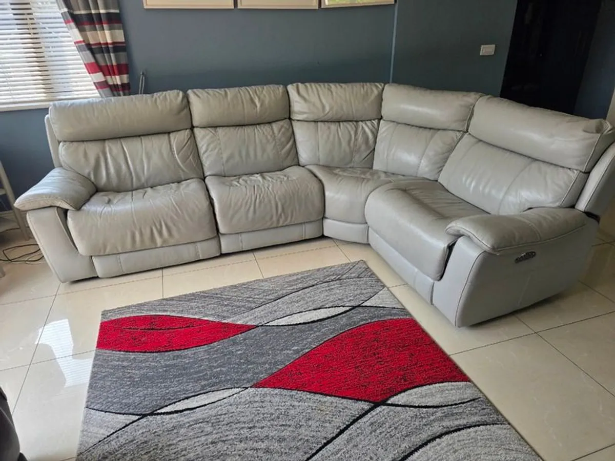L shaped leather couch for sale - Image 1