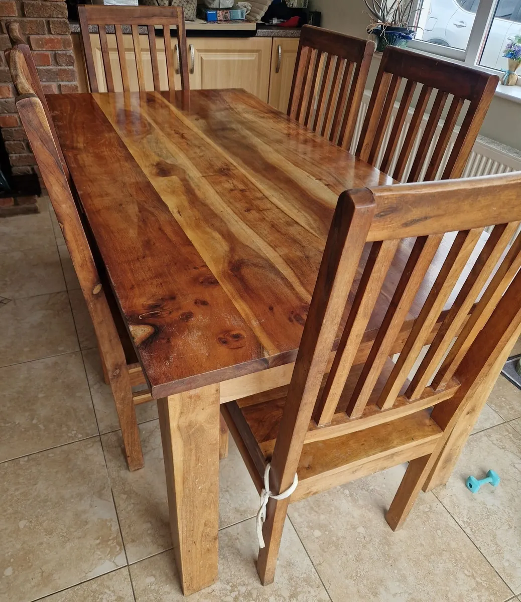 Solid Wood Dining Table & 6 Chairs - Image 3