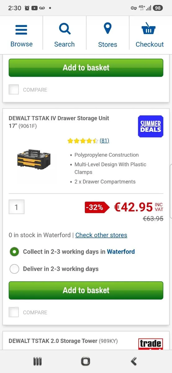 Dewalt tool storage 2 drawer - Image 1