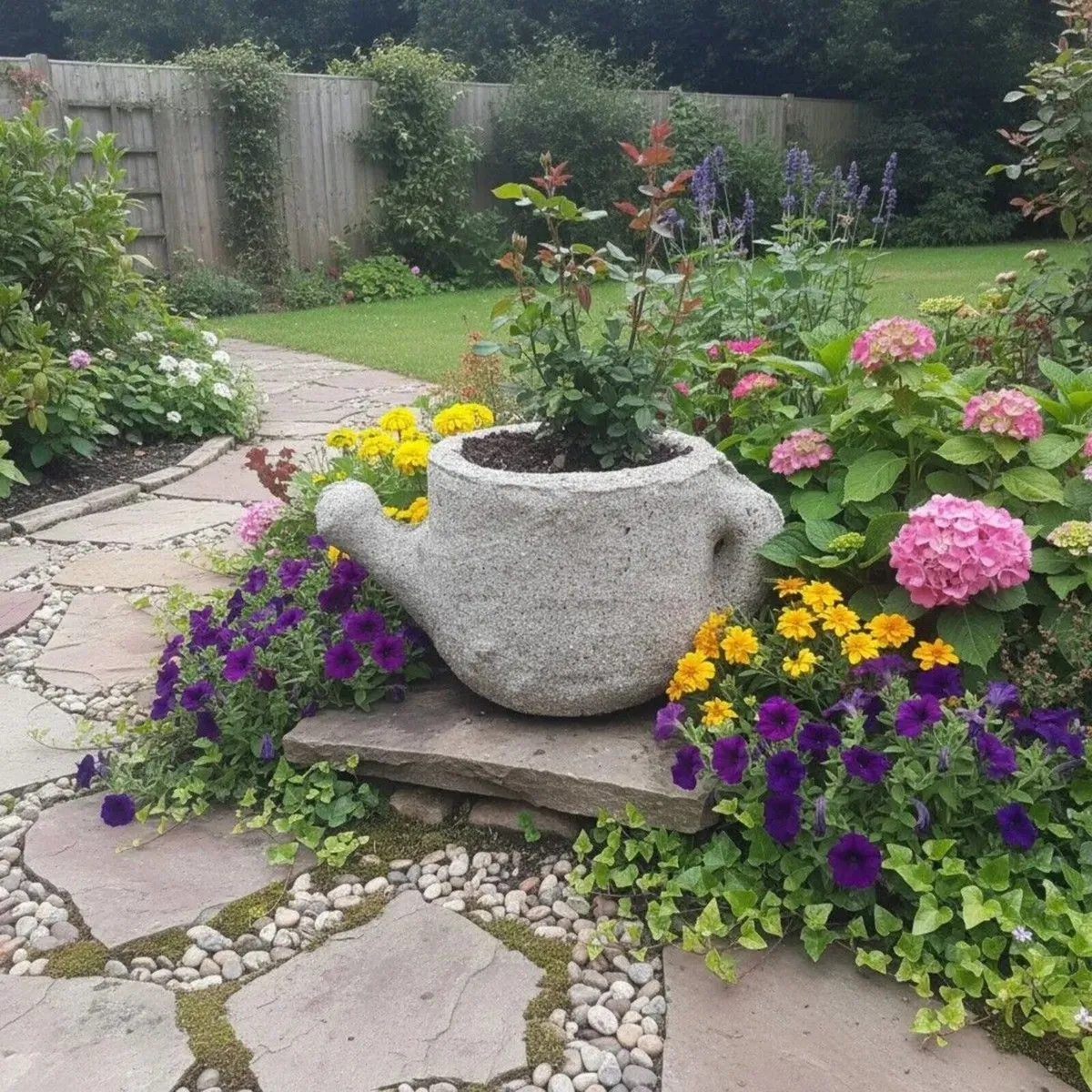 Reconstituted Sandstone Watering Can Flower pot - Image 1