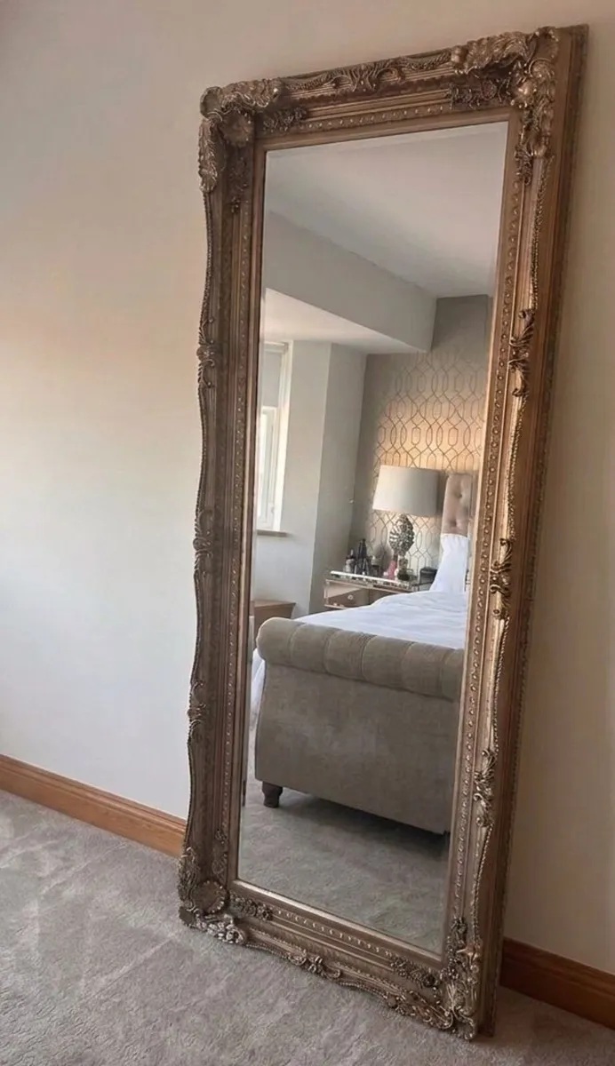 Large Champagne Ornate Leaner Mirror - Image 1