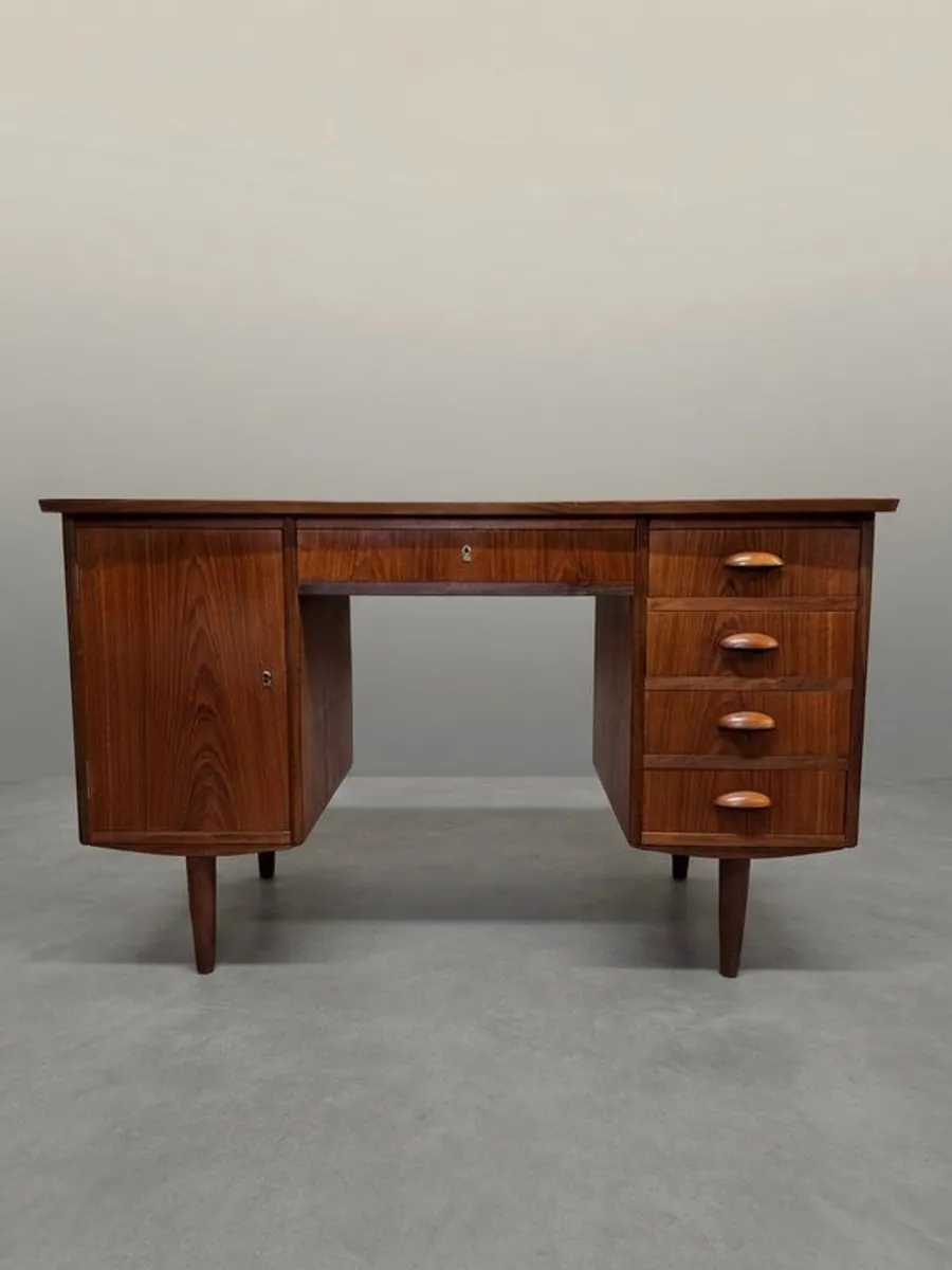 Danish Mid-Century Modern Teak Desk with Unique Top - Image 2