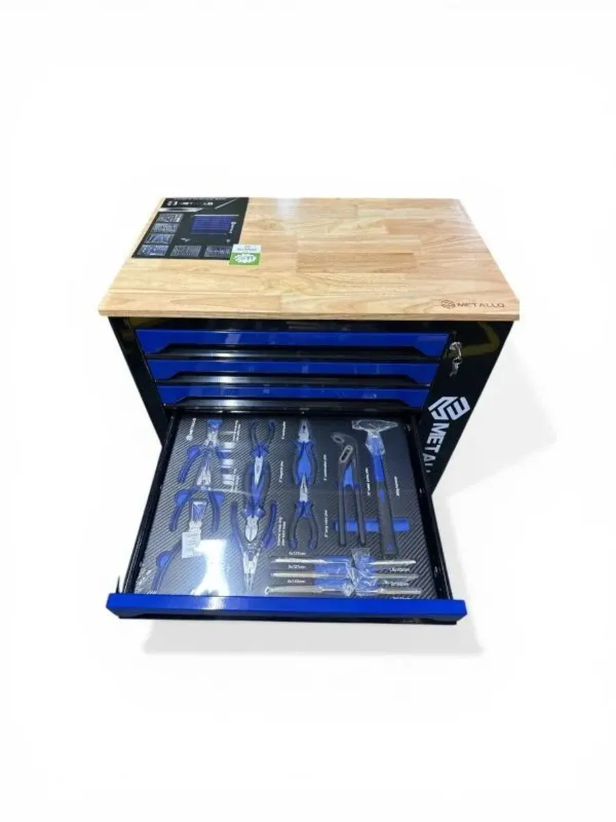 Wooden Top 7 Drawer Tool Chest W/ 6 Trays of Tools - Image 1