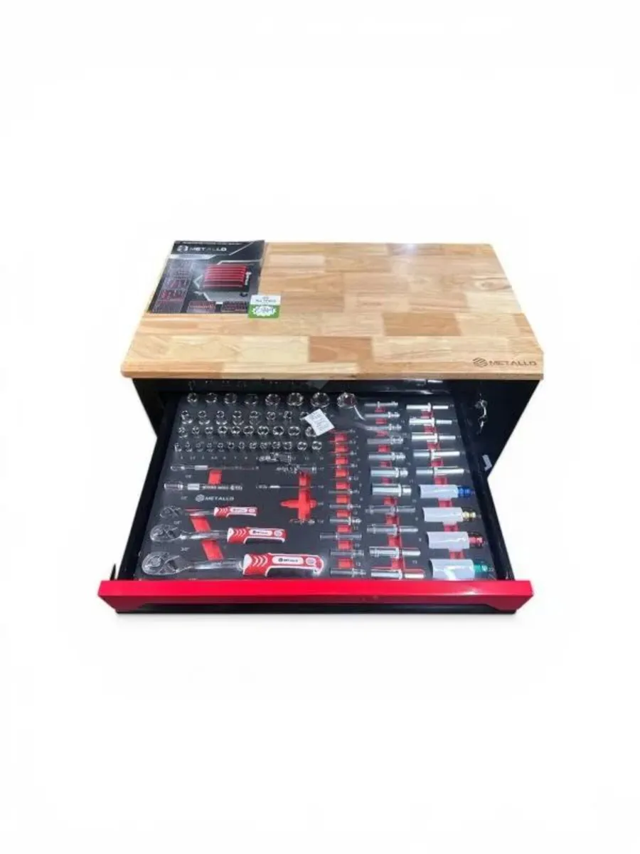 7Drawer Tool Chest W/ Tools+Wooden Top - Image 1
