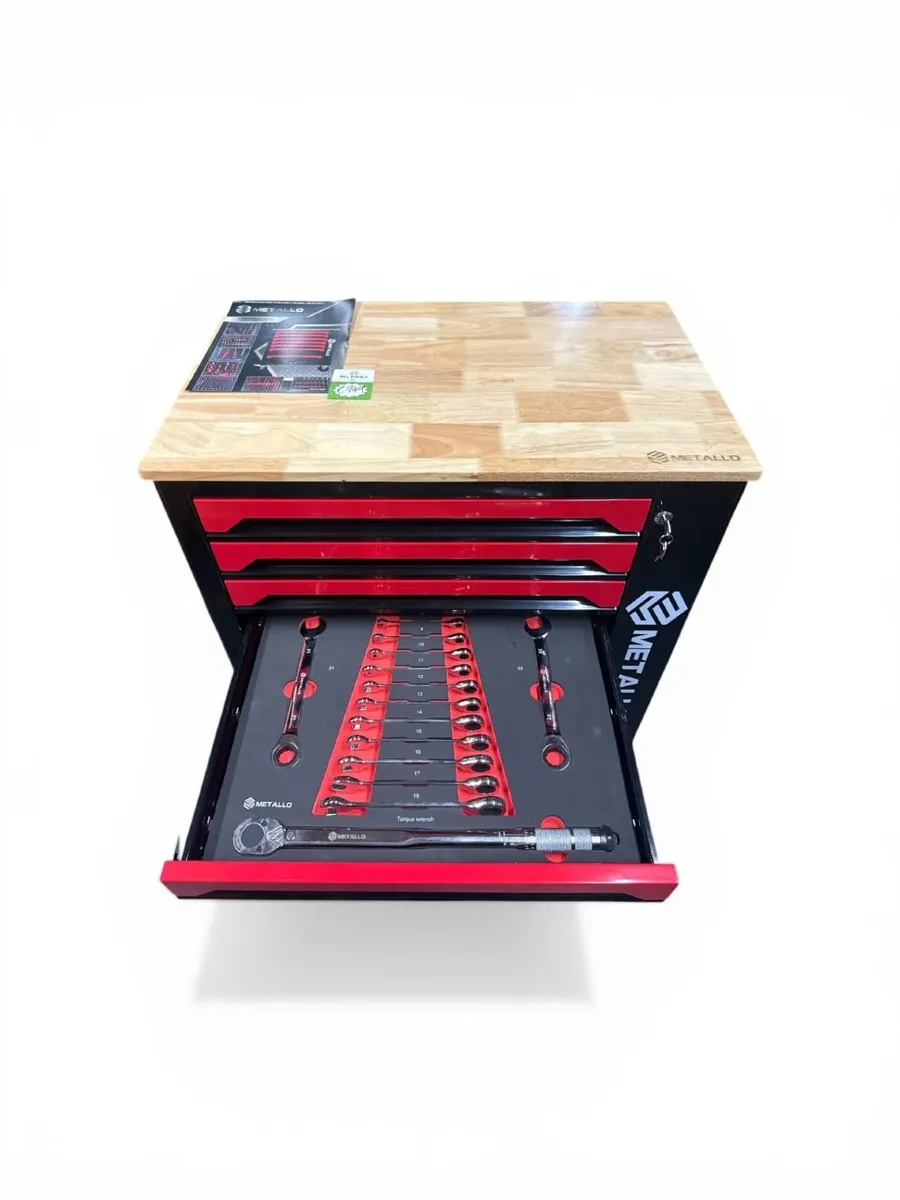 7Drawer Tool Chest W/ Tools+Wooden Top - Image 2