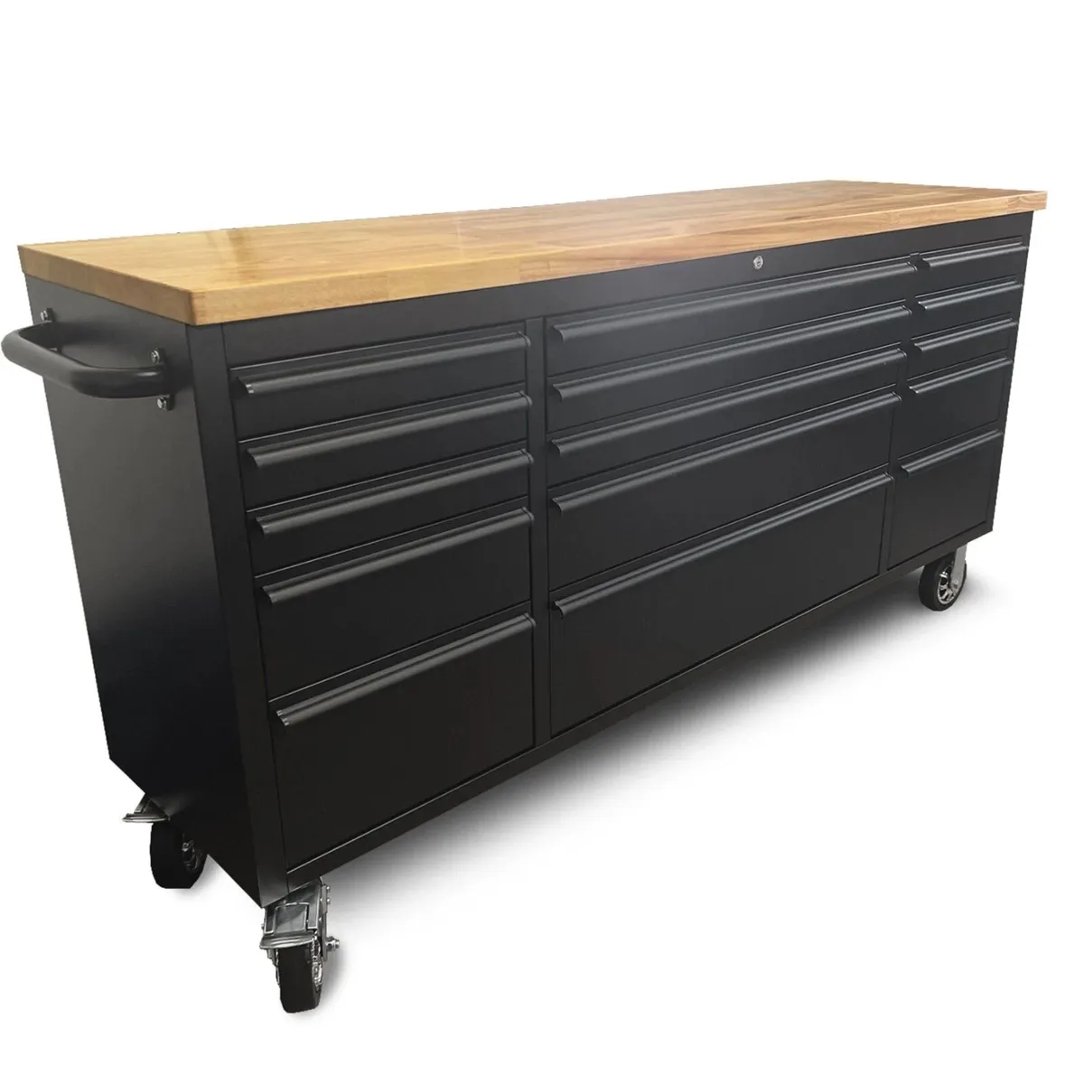 72″Black15 Drawer Workbench Tool Box Chest Cabinet - Image 3