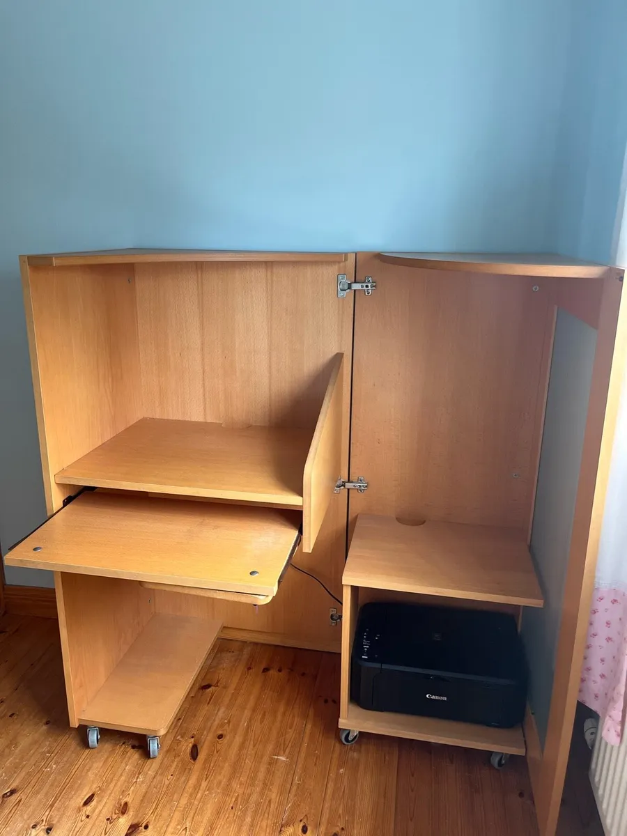Quality Fold-Away Computer Desk / Storage Cabinet - Image 1
