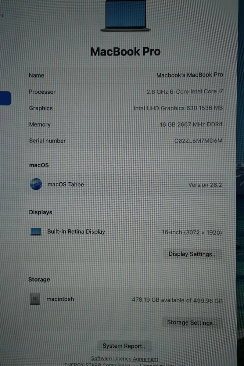 MacBook Pro 16" 2019 i7-9750H | 16GB | 512GB | 4GB - Image 2