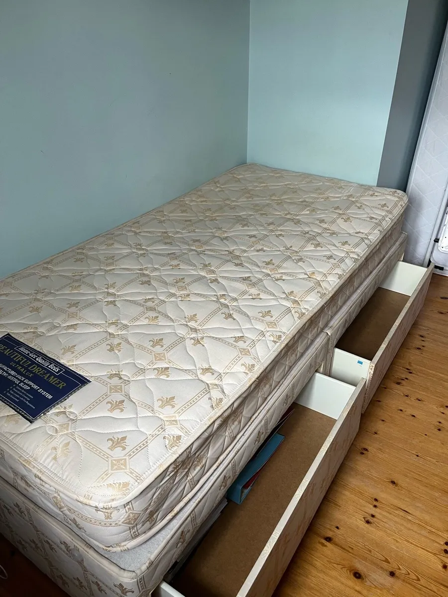 Single Divan Bed with Storage Drawers & Mattress - Image 1