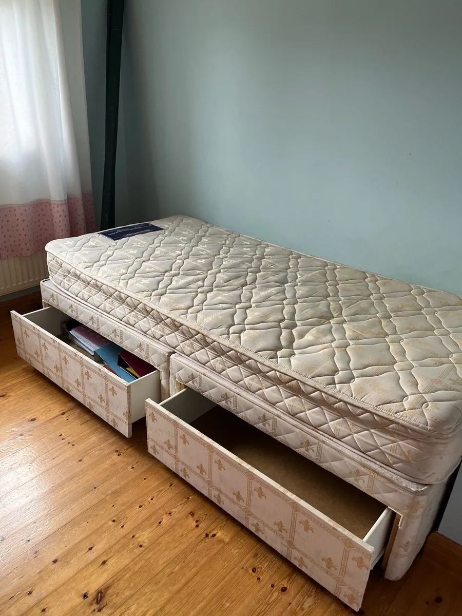 Single Divan Bed with Storage Drawers & Mattress - Image 2
