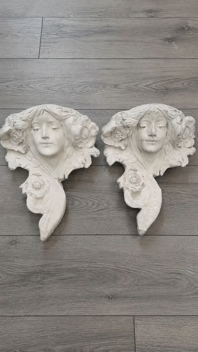 Pair of Art Nouveau Maiden Wall Busts