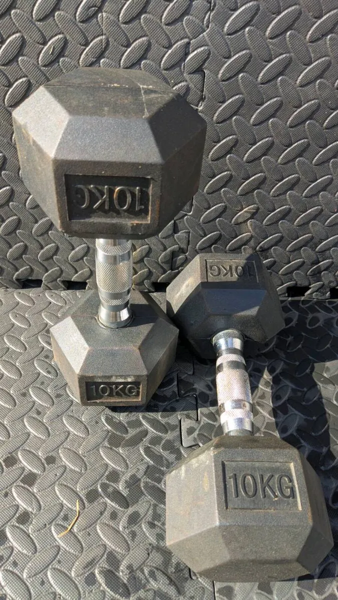 2 X 10 KG HEX DUMBBELLS