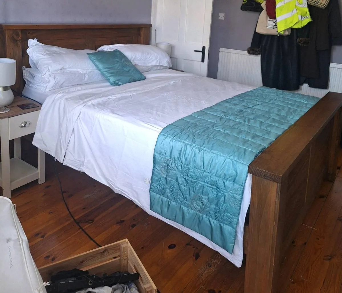 King size solid wood bed frame - Image 1