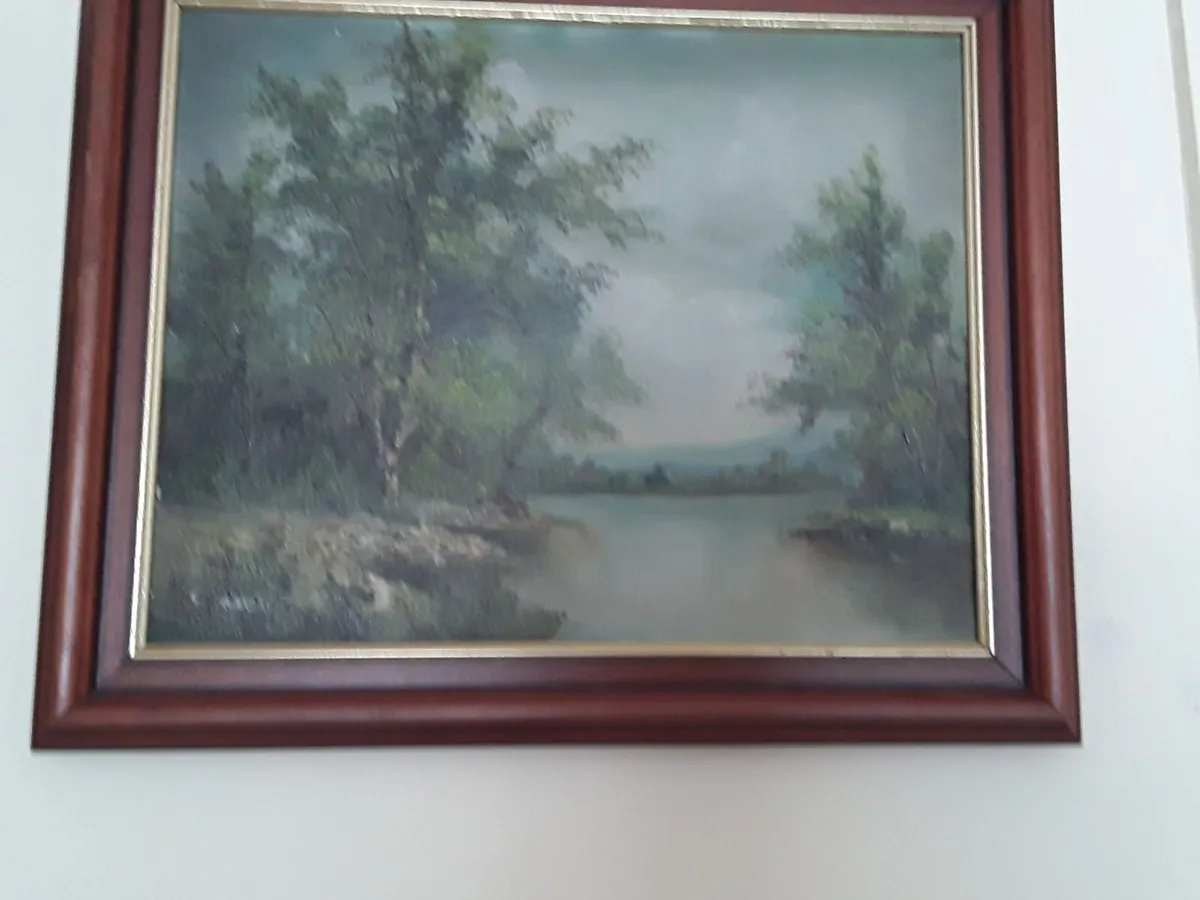 Oil  painting dark brown frame - Image 3
