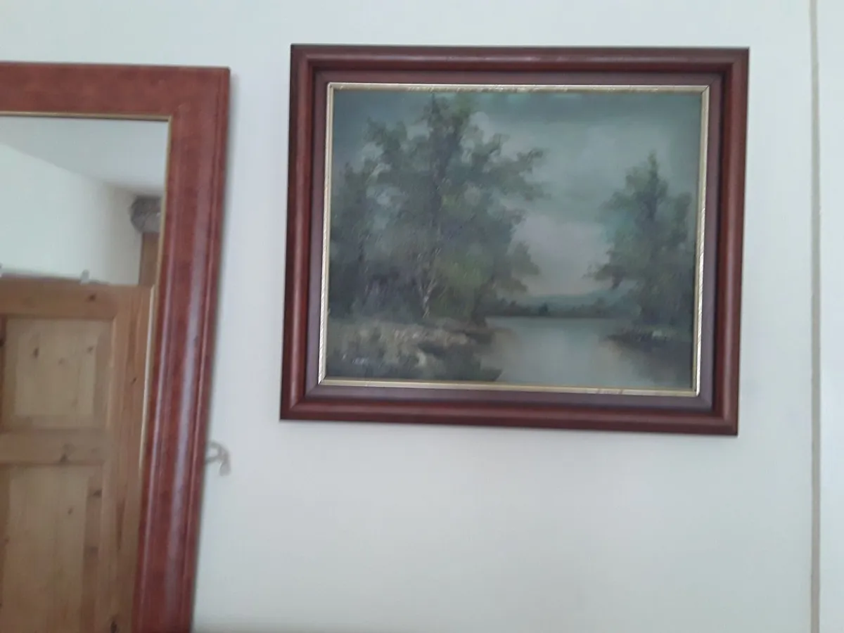 Oil  painting dark brown frame - Image 1
