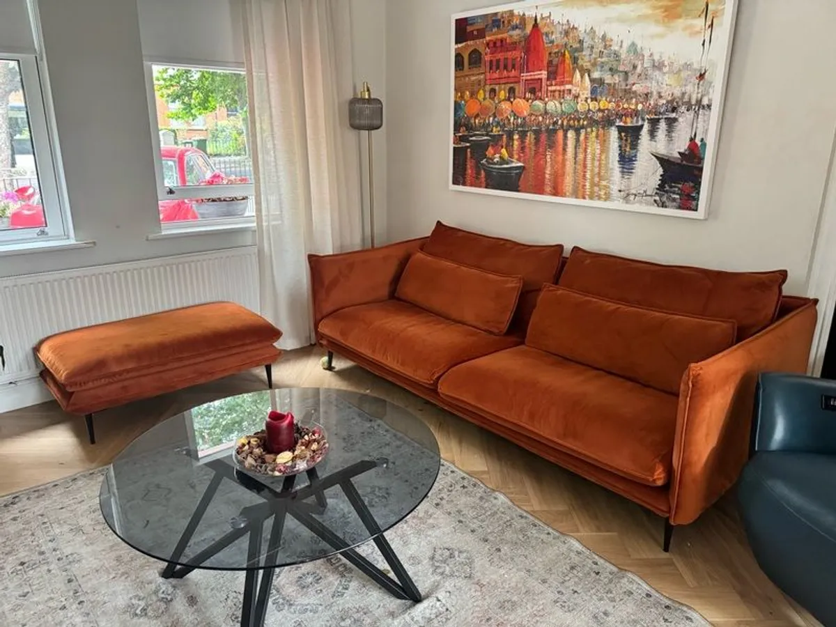 Sofa and footstool - Image 3