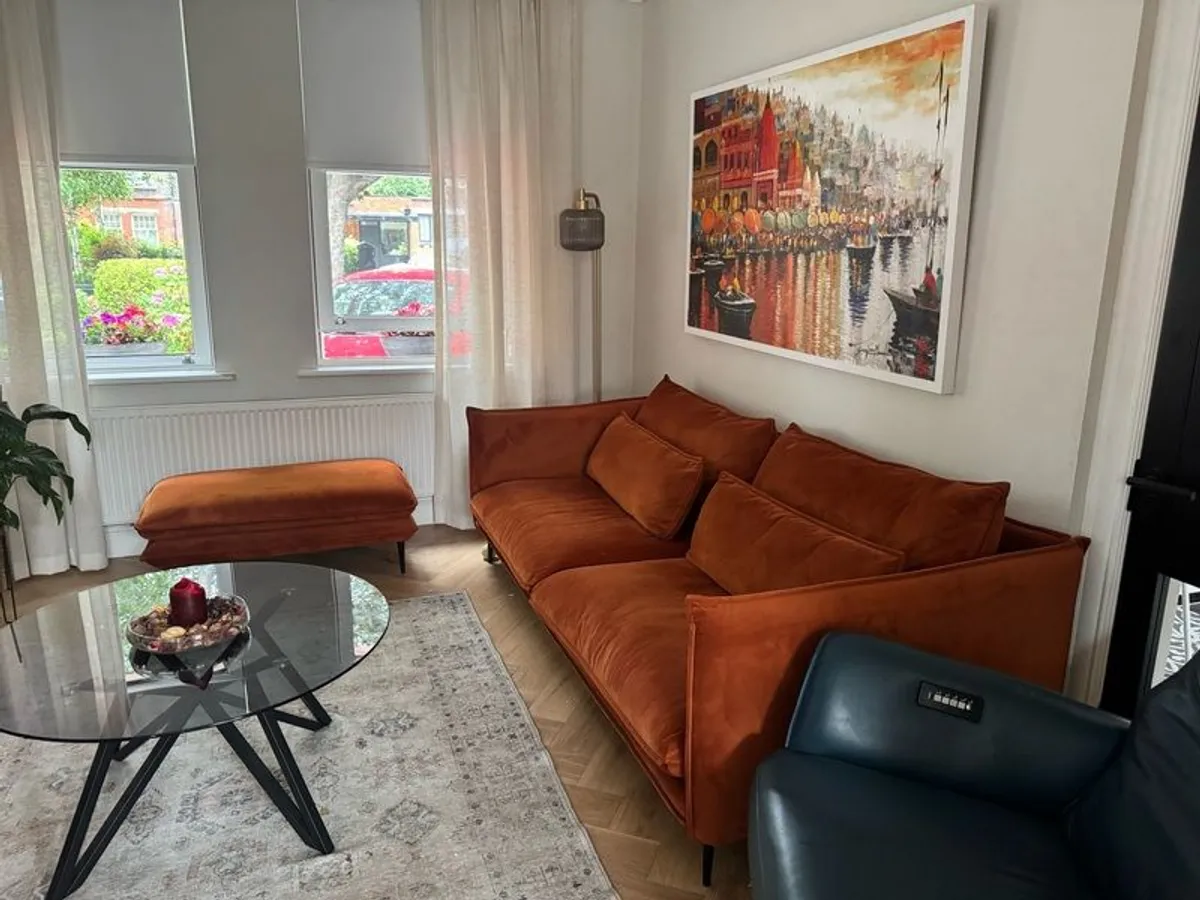 Sofa and footstool - Image 4