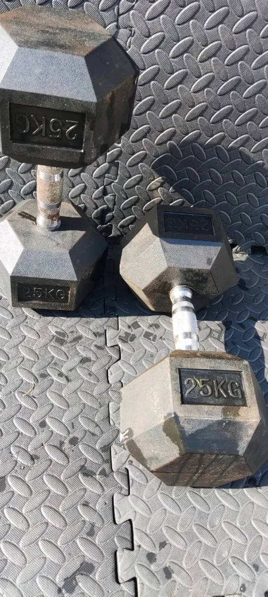 2 X 25 KG HEX DUMBBELLS