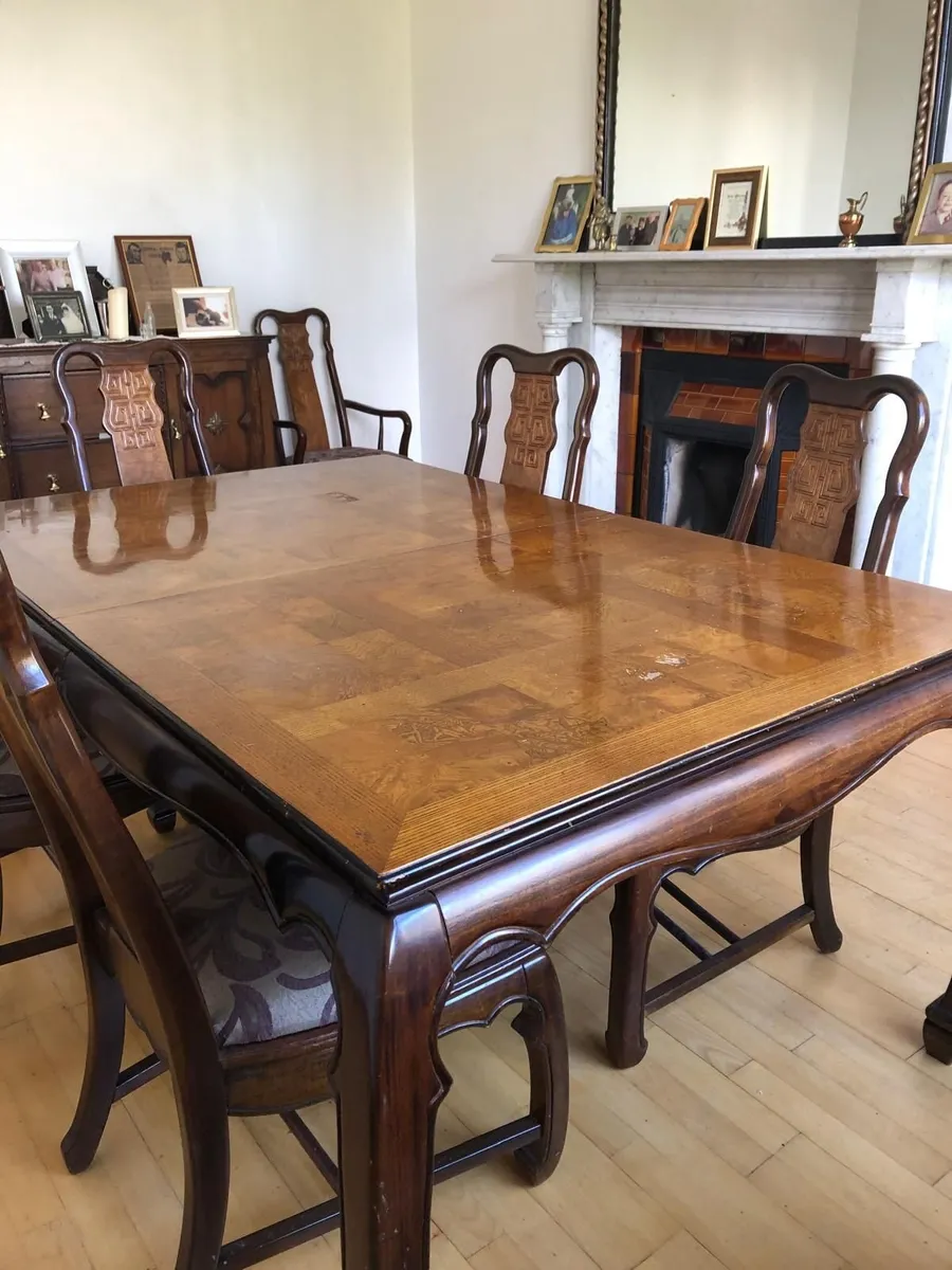 Antique dining table and chairs