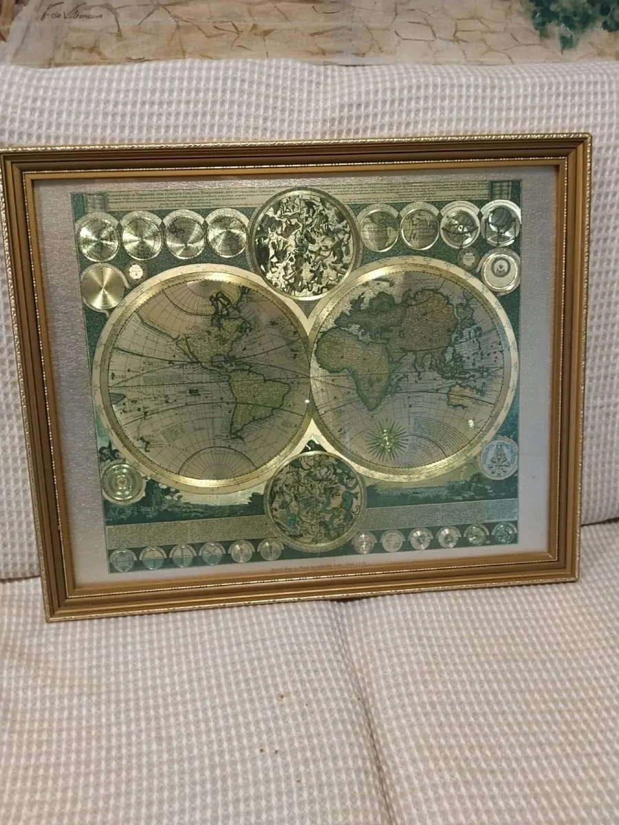 Framed Antique-Style World Map Print