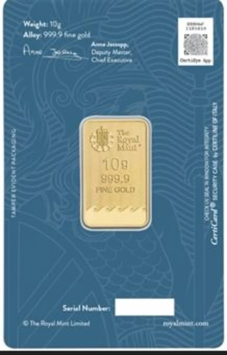 10g Royal Mint Britannia Gold Bar  999.9 Fine Gold - Image 2