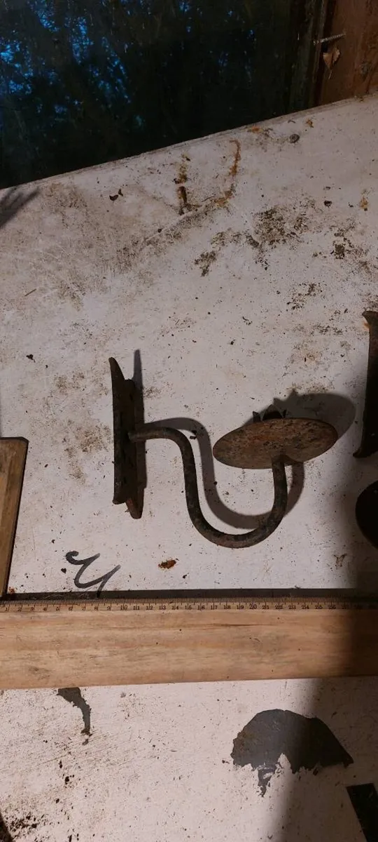 Hand forged matching wall hanging candleholders - Image 2