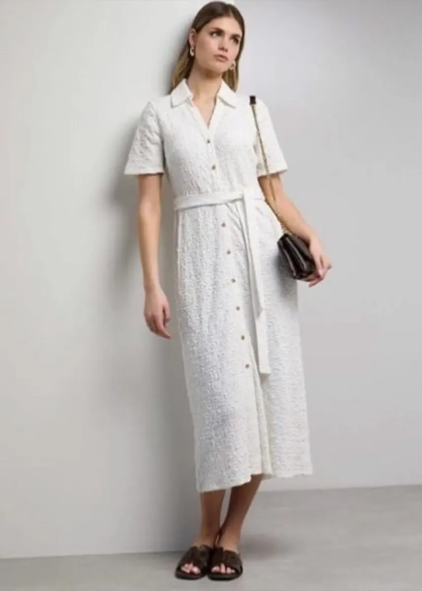 NEW Textured Midi White Dress: Medium - Suit 12-14 - Image 4