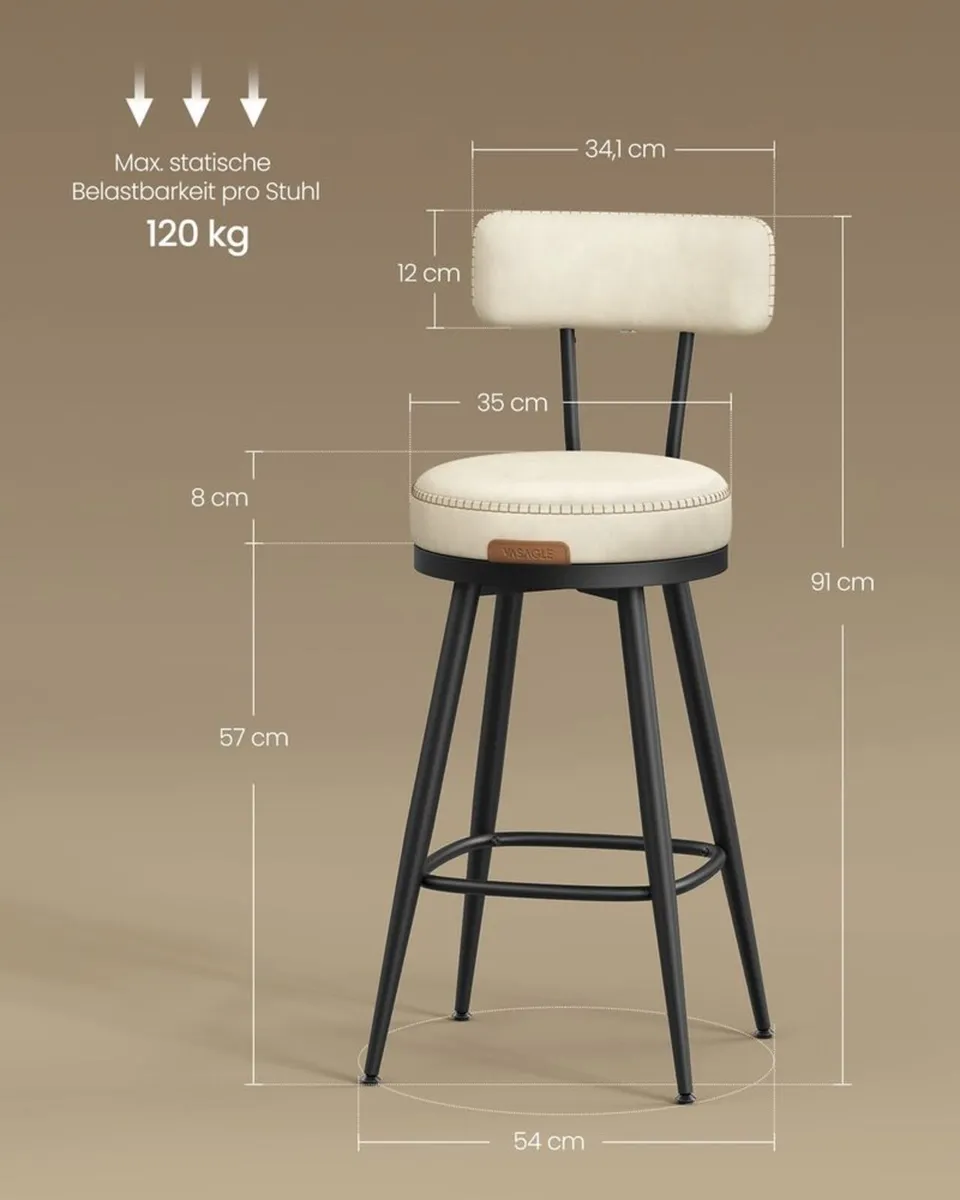 2 x new kitchen barstools (Cream) FREE DELIVERY - Image 3