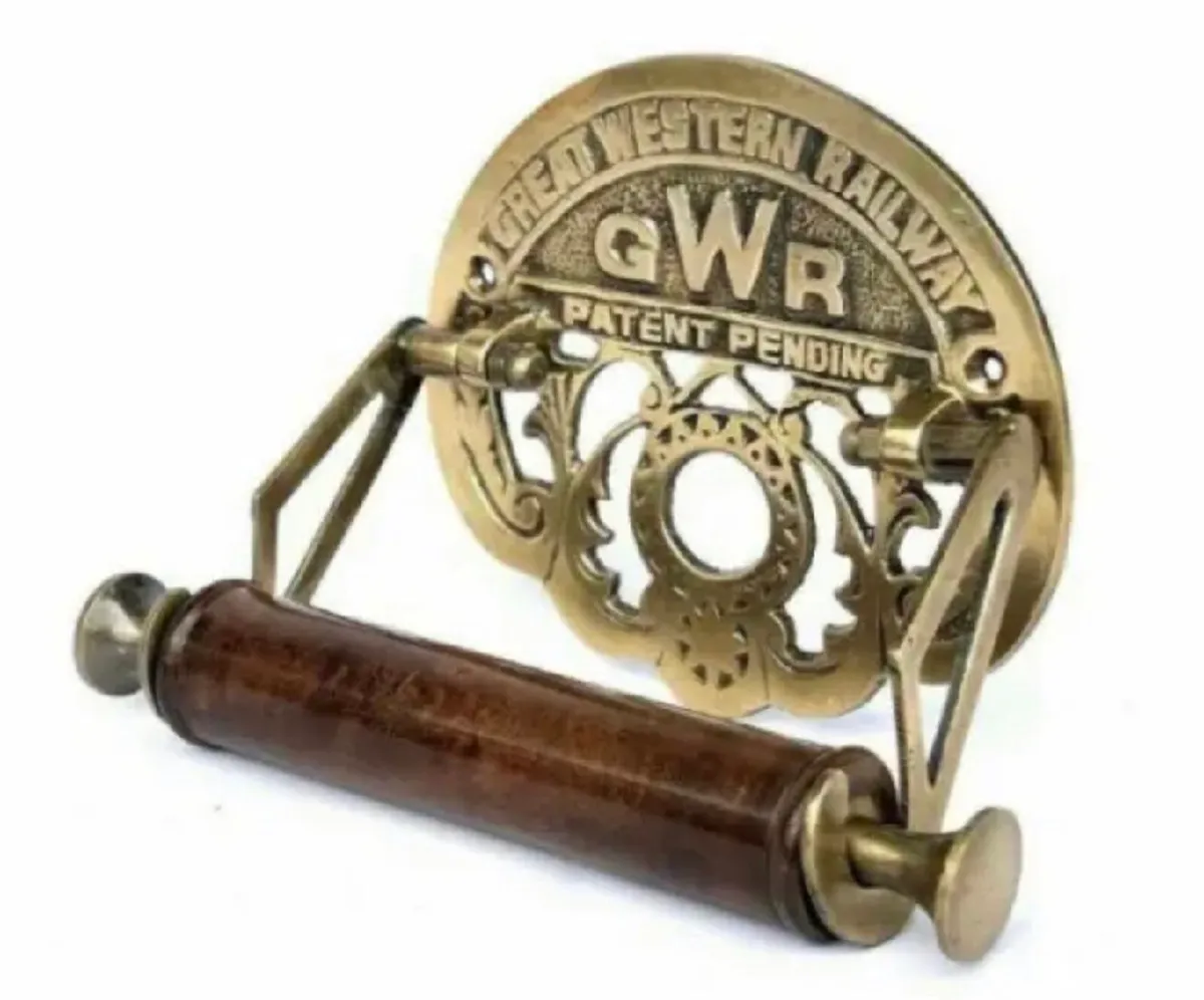 New Antique Style Brass Toilet Roll Holder - Image 3