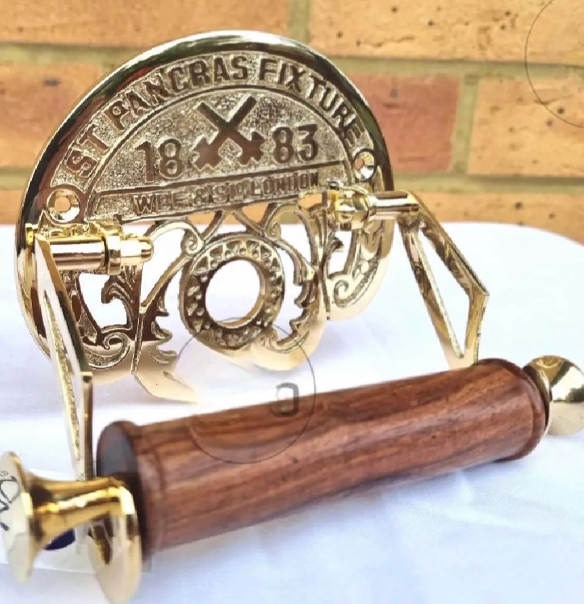 Solid Brass Toilet Roll Holder Vintage NEW - Image 4