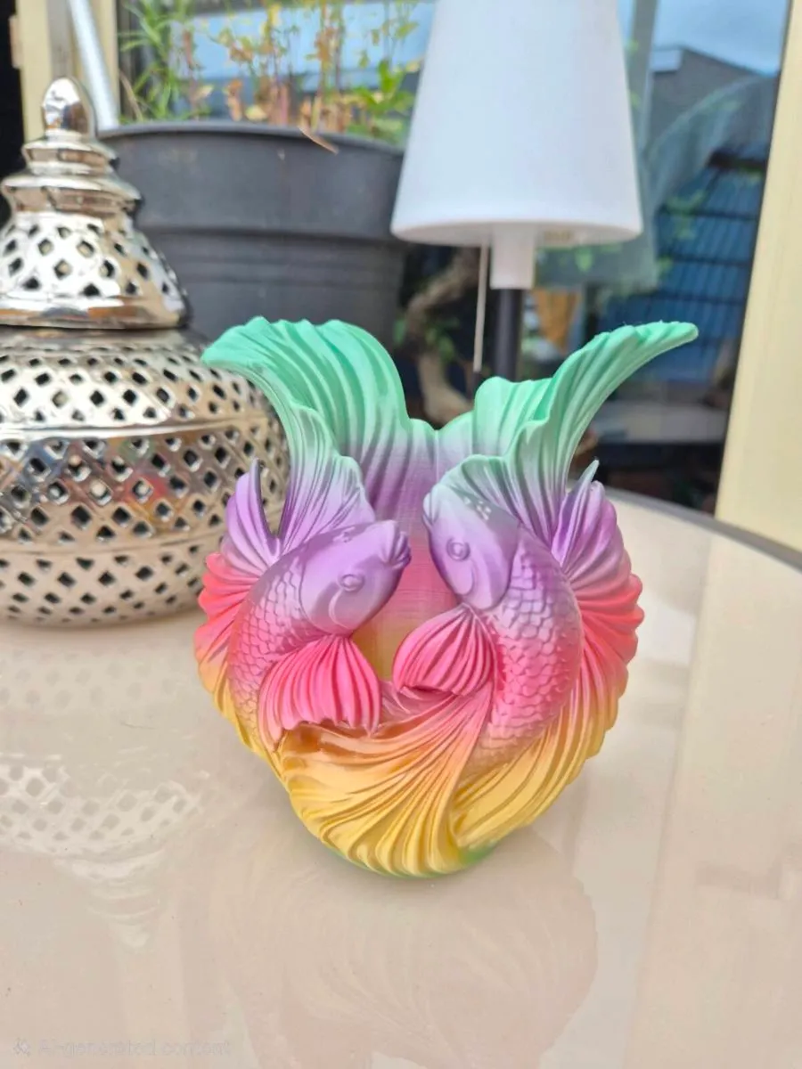 Rainbow Koi Fish Pen Holder/Desk Decor - 3D Print - Image 1