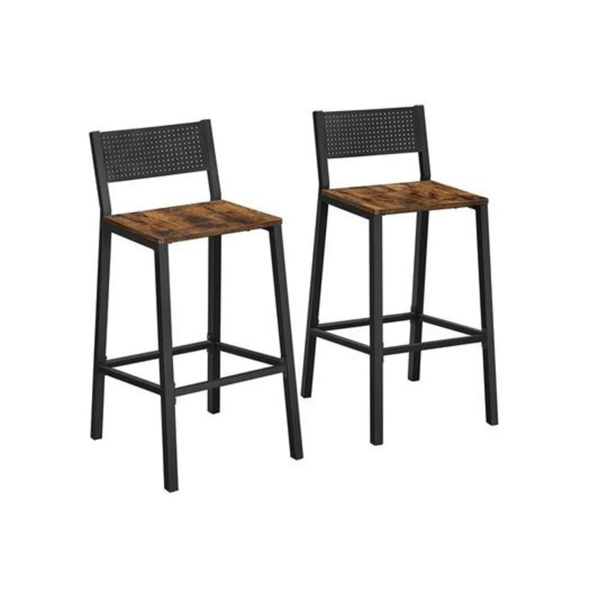 Set of 2 Industrial Black or Brown Bar Stools - Image 4