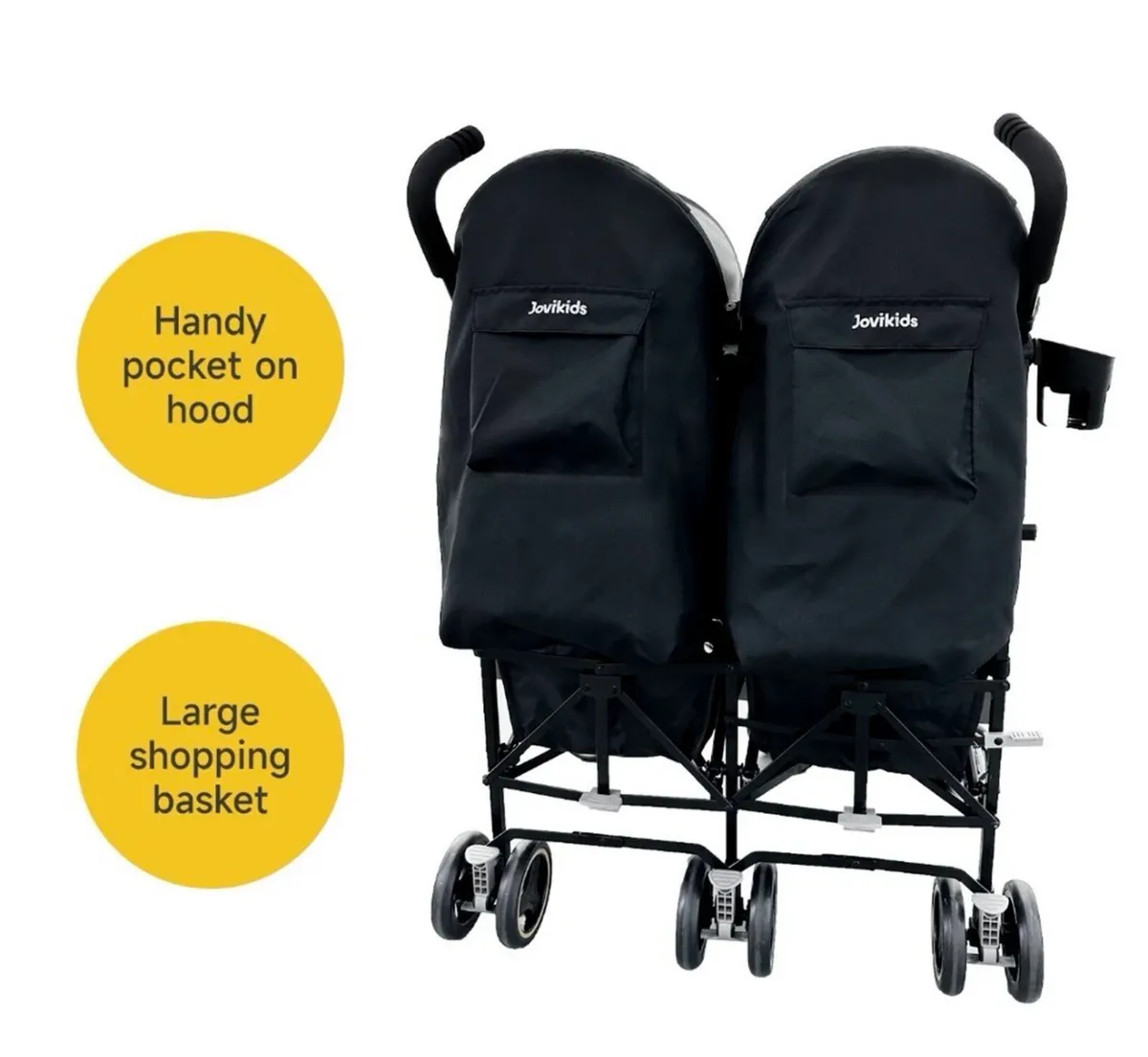 Jovikids Ezra Lightweight Baby Stroller Black Twin - Image 4
