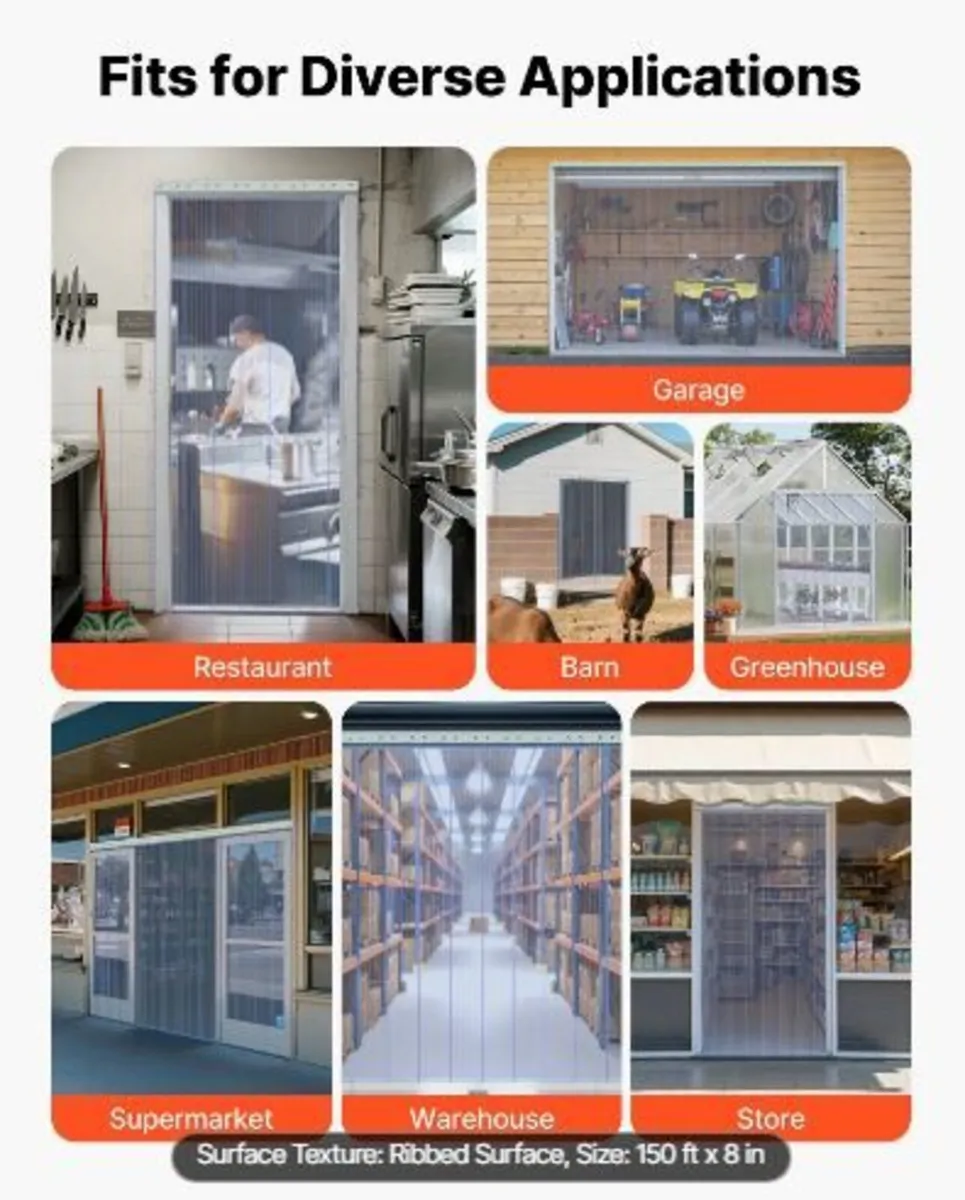 Clear PVC Strip Curtain, 45.7 m Length x 20 cm - Image 4