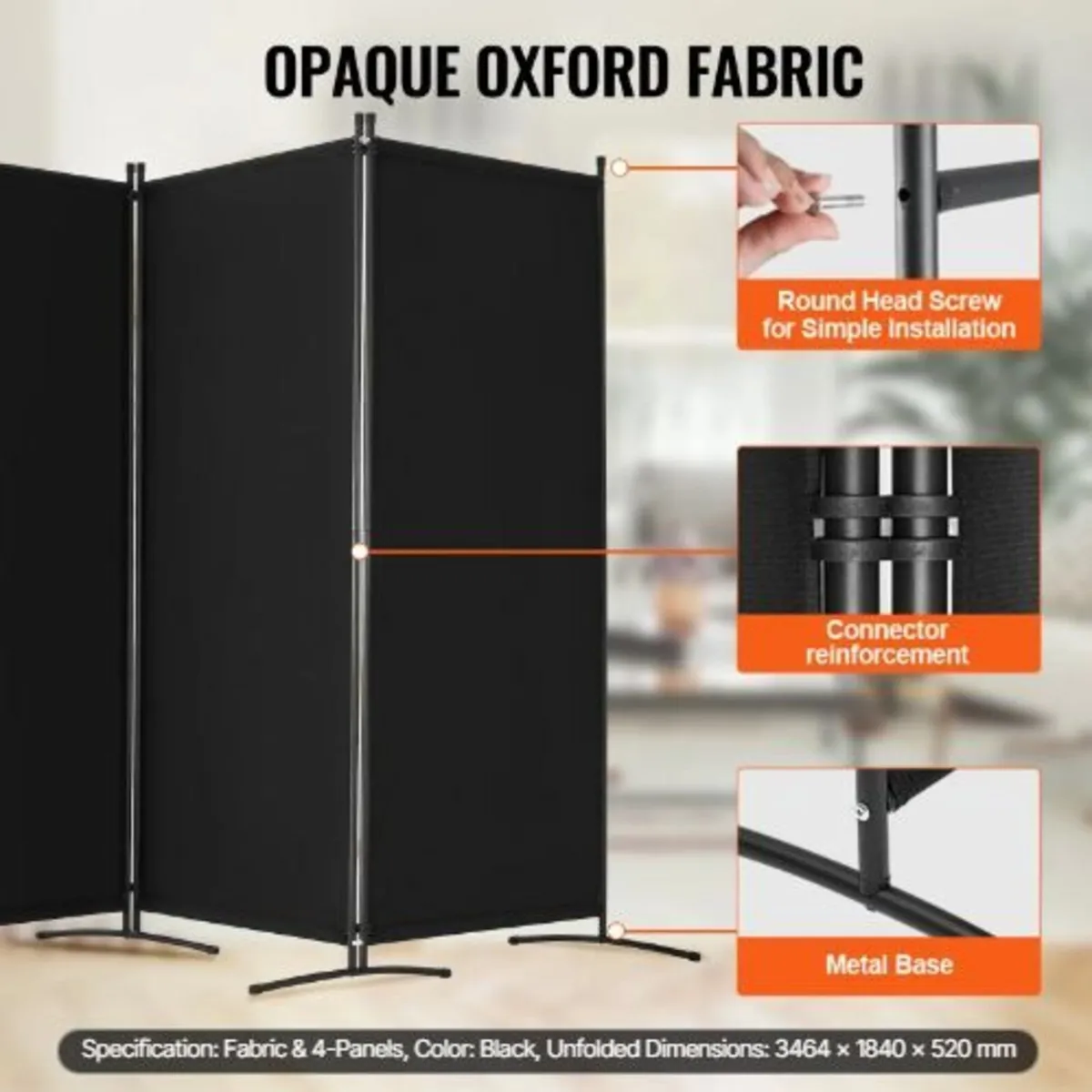Room Divider, 4 Panels Room Divider - Image 4