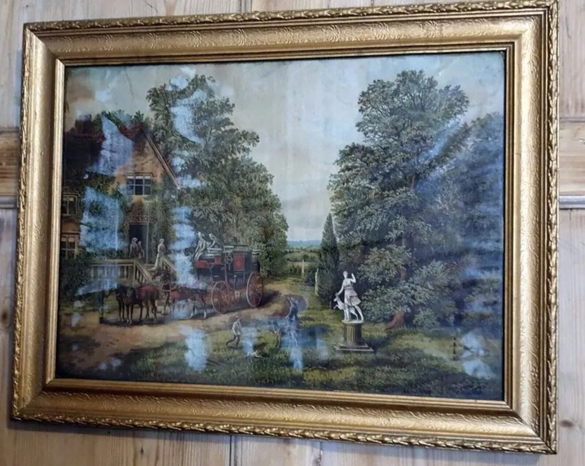 Antique Victorian Framed Oleograph Print - Image 1