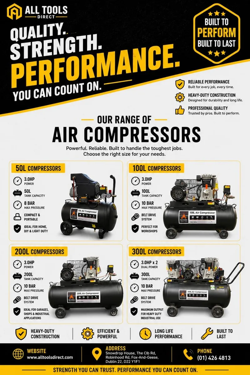 100L Belt Drive Air Compressor Tool  Mechanic - Image 3
