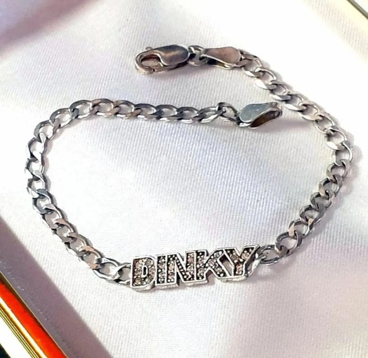 Vintage Hallmarked Silver Gemset Logo Bracelet - Image 1